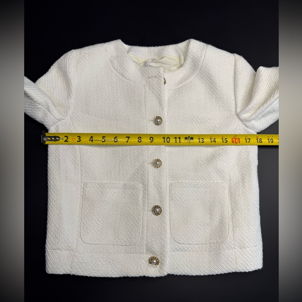 J.CREW *NWT* Tweed Lady Jacket White w/ Pearl Buttons Size XXS BW284 - Picture 13 of 14